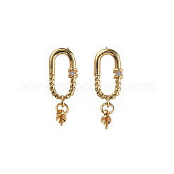 Фурнитура для серег-гвоздиков из латуни с паве из прозрачного кубического циркония KK-N233-370