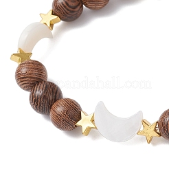 Браслеты из натуральных круглых бусин из дерева венге&nbsp;BJEW-JB12587