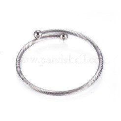 変色しにくい304ステンレススチールのバングル  トルク腕輪  ステンレス鋼色  50mm（2インチ）&nbsp;X-BJEW-D431-01