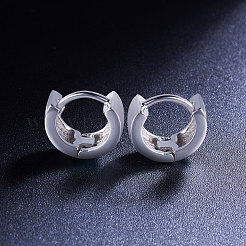 ロジウムメッキのスターリングシルバーの艶出しフープピアス  プラチナ  925mm&nbsp;JE487A