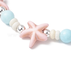 Синтетические окрашенные бирюзовые бусины и натуральные круглые бусины говлита&nbsp;BJEW-JB11792-01