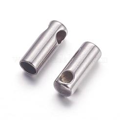 変色しにくい201ステンレススチールコードエンド  エンドキャップ  ステンレス鋼色  7x2.5mm  穴：1.5mm  内径：2mm&nbsp;X-STAS-S028-30