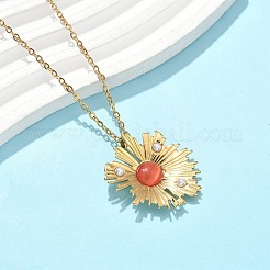 Комплекты из ожерелий и серег-гвоздиков с цветочным кулоном из нержавеющей стали 304 для женщин SJEW-B020-03G