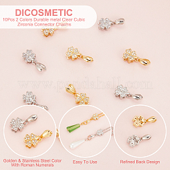 20 шт. 2-цветные латунные микропаве прозрачные кубические цирконии держатели для ледорубов KK-DC0001-92