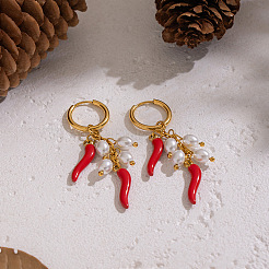 Boucles d'oreilles créoles en acier inoxydable 304 couleur piment fort&nbsp;LS-CA2764