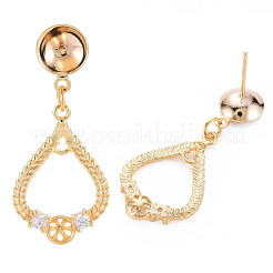 Латунные микро-паве прозрачные серьги-гвоздики из циркония KK-S364-040