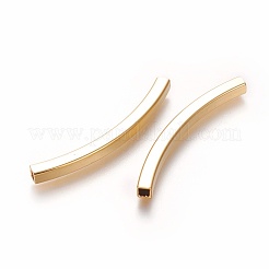 304ステンレスチューブビーズ  角穴  ゴールドカラー  50x4x4mm  穴：3x3mm&nbsp;STAS-L226-057H-G