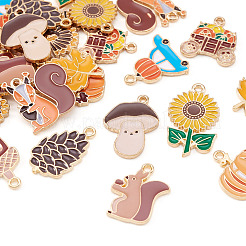 感謝祭合金エナメルペンダント24個12スタイル  ライトゴールド  混合図形  18.5~27.5x12.5~19x1.5mm  穴：1.6~2mm  2個/スタイル&nbsp;ENAM-TA0002-59