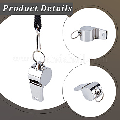 4 collana con ciondolo a forma di fischietto in acciaio inossidabile 304 e cordino nero&nbsp;NJEW-GF0001-25P