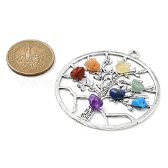 Pendentifs en puces de pierres précieuses mélangées 7 chakra&nbsp;PALLOY-JF02406-03
