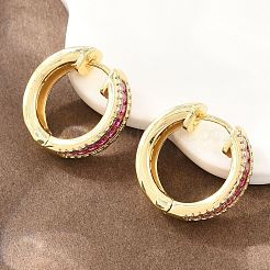 Pendientes de aro de circonio cúbico de micro pave de latón&nbsp;KK-CBA8324-06G-02