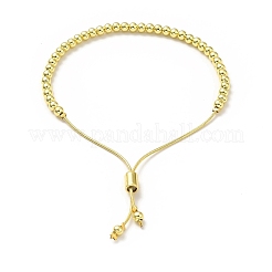 Pulseras deslizantes de cuentas redondas de latón chapado en rack para mujer&nbsp;LS-BJEW-M232-01G-A