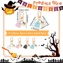 8 шт. 4 цвета Хэллоуин призрак красочный цветок сплав эмаль подвеска украшения&nbsp;HJEW-CP0001-07