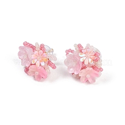 Серьги-гвоздики из цветочного стекла и пластика FS-WG119A6-01