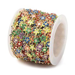 Цепочки из латуни с цветной эмалью и цветочными звеньями KK-F871-56G