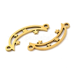 201ステンレススチールコネクタチャーム  スターリンク付きの月  ゴールドカラー  8x22x0.8mm  穴：1.5mm&nbsp;STAS-Q245-21G