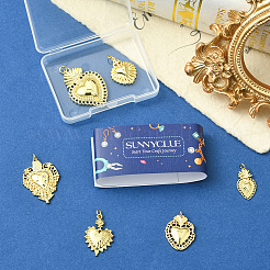 6 шт. 6 стиля латунные подвески с микропаве и кубическим цирконием&nbsp;KK-SC0006-91