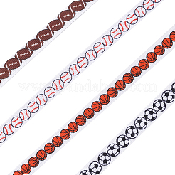 4 rouleau de ruban gros-grain imprimé en polyester sur le thème du ballon de sport&nbsp;OCOR-CP0001-21