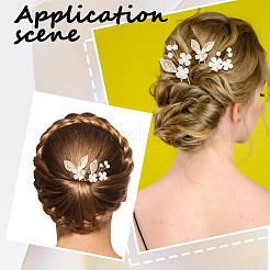 Сплав с пластиковыми бусинами палочки для волос для женщин девочек OHAR-WH20010-08G