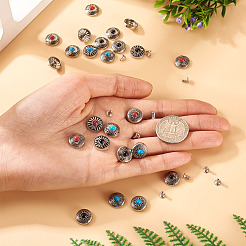 24 шт. 12 стиля кнопок из цинкового сплава и синтетической бирюзы FIND-SW0001-35