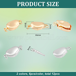 12 шт. 2-х цветные овальные латунные застежки-коробочки KK-BC0013-49