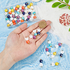 40 шт. 10 стиля круглых фарфоровых и натуральных пресноводных ракушек в форме звезды и сердца PALLOY-FH00139