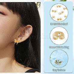 8 пара 8 стилей серег-гвоздиков из нержавеющей стали 304 с вакуумным покрытием PVD для женщин EJEW-TA0001-45