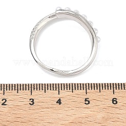 Открытые кольца манжеты из латуни с микропаве и кубическим цирконием&nbsp;RJEW-C158-01P