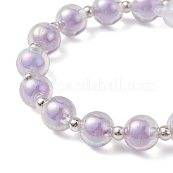 Braccialetto elasticizzato da donna con perline orsetto acrilico luminoso&nbsp;BJEW-JB09775