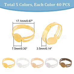 200 шт. 5-х цветные регулируемые кольца из сплава&nbsp;FIND-UN0001-88