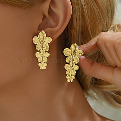 Серьги-гвоздики с подвесками в виде цветка из нержавеющей стали 201&nbsp;PT2321