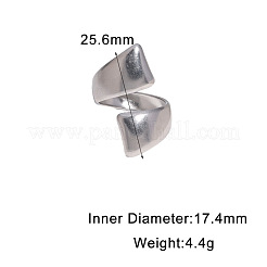 不規則な304ステンレススチールオープンカフリング  ステンレス鋼色  内径：17.4mm&nbsp;WG786FB-01