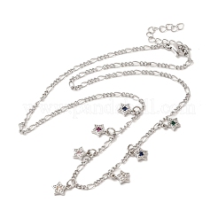 Латунные ожерелья с подвесками в форме звезды с микропаве и кубическим цирконием&nbsp;NJEW-B157-12P