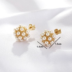 Винтажные круглые серьги-гвоздики из латуни во французском стиле TG1714