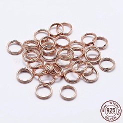 スターリングシルバーのスプリット丸カン 925 個  ダブルループ丸カン  丸い輪  ローズゴールド  6x2mm  内径：4mm&nbsp;STER-F036-01RG-1x6mm