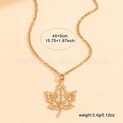 Halsketten aus einer Legierung mit hohlem Ahornblatt-Anhänger und Kabelkette für Damen&nbsp;WG239E5-01