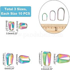 30個 3スタイル イオンプレーティング(IP) 304ステンレススチール スナップオンベイル  虹色  8~13x5.5~8.5x3~7mm  インナー：7~12x4~7mm  10個/スタイル&nbsp;STAS-UN0028-06
