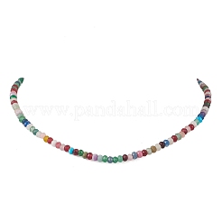 Ожерелья из огранённых бусин-рондель из окрашенного натурального малайзийского нефрита&nbsp;NJEW-JN05766