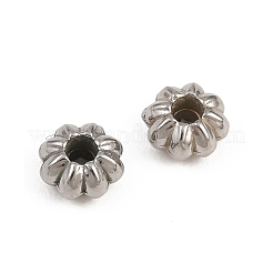 304ステンレススチールビーズ  ステンレス鋼色  カボチャ  5x3mm  穴：1.6mm&nbsp;STAS-D394-02I-P
