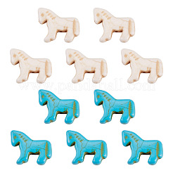 20 pièce de perles de cheval synthétiques teintées en turquoise&nbsp;G-TA0003-18B