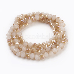 Стеклянные бусины с гальваническим покрытием  GLAA-K027-HR-C04