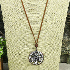 Древо жизни сплав подвеска искусственная кожа шнур регулируемые ожерелья FS-WG37634-01