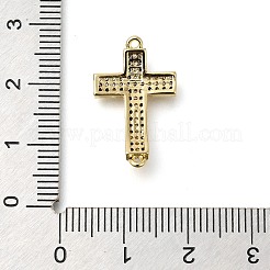 真鍮舗装クリアキュービックジルコニアコネクタチャーム  宗教クロスリンク  16KGP本金メッキ  22x13.5x4mm  穴：1.2mm&nbsp;KK-M101-02I-G02