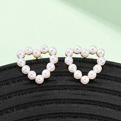 Латунные серьги-гвоздики в форме сердца EJEW-B153-04G