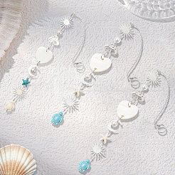 4 шт. синтетические бирюзовые бусины в виде морских звезд и черепах&nbsp;HJEW-CN0001-39