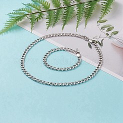 Устойчивые к потускнению мужские кубинские цепи из нержавеющей стали 304 браслеты и ожерелья комплекты ювелирных изделий SJEW-JS01159
