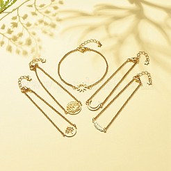 Браслет из звеньев нержавеющей стали 201 с цепочками из нержавеющей стали 304 для женщин BJEW-JB08281