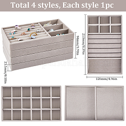 4 шт. 4-х стилевые прямоугольные бархатные лотки для украшений ODIS-SC0001-05