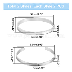 4 шт. 2 стиля браслетов в форме яйца из нержавеющей стали 201 с рифленой подвеской STAS-UN0048-69