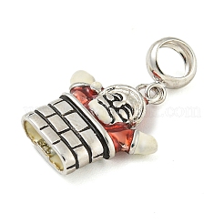 Антикоррозийное родиевое покрытие 925 стерлинговое серебро эмаль рождественские европейские подвески-шармы&nbsp;LS-STER-Z010-02P-01A